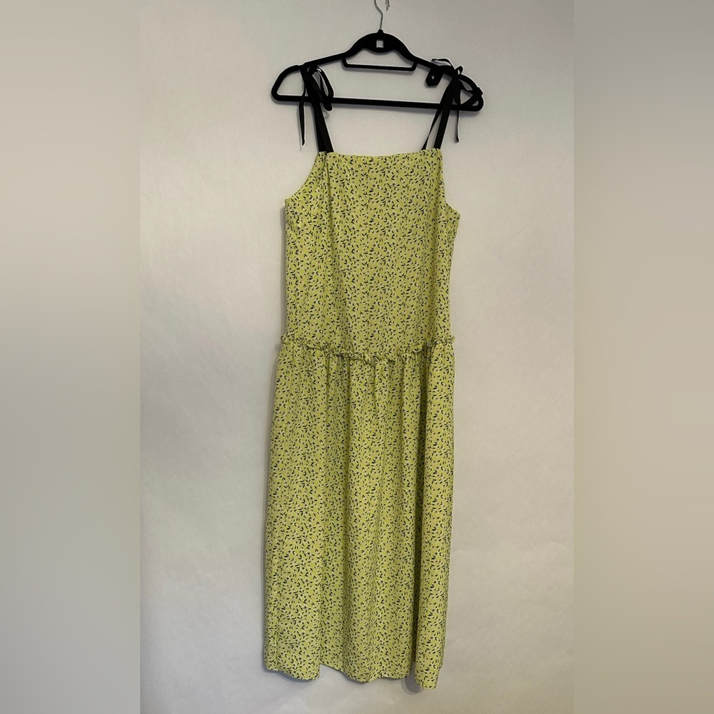 NWT Topshop Floral Print Drop Waist MIDI Dress, Size 6 US Women’s “Lime” Color - Picture 14 of 14